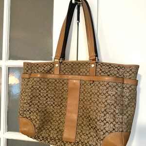 Coach Brown and Tan Signature Tote